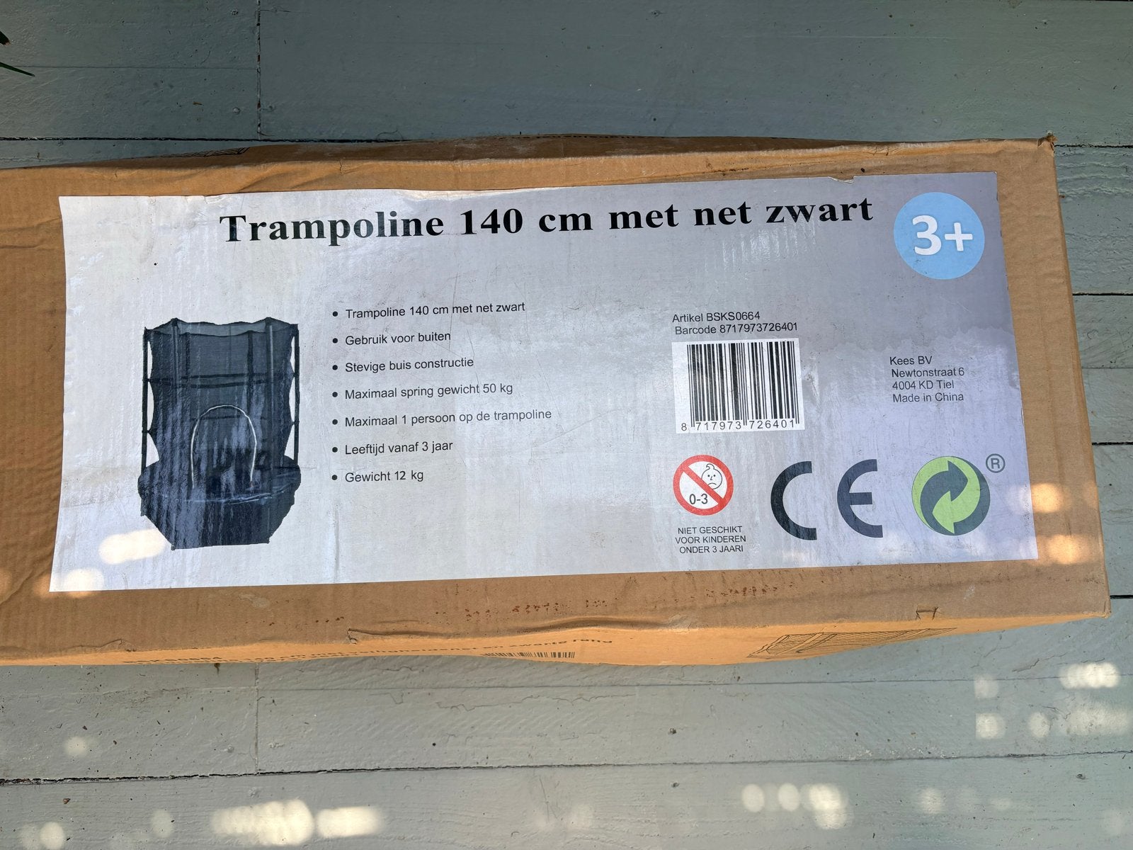 Trampoline 140 cm met net - Zwart, Ophalen, Nieuw