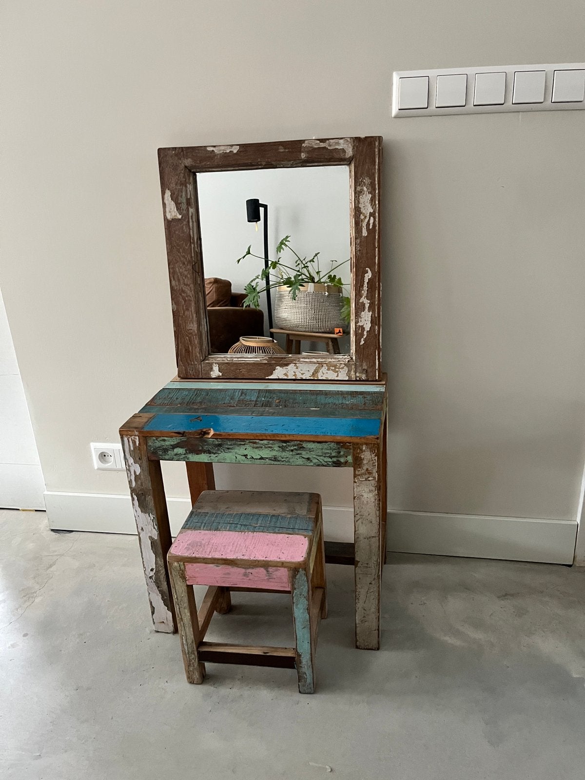 Kaptafeltje voor meisjes - set spiegel/kruk/tafel, Ophalen, Nieuw