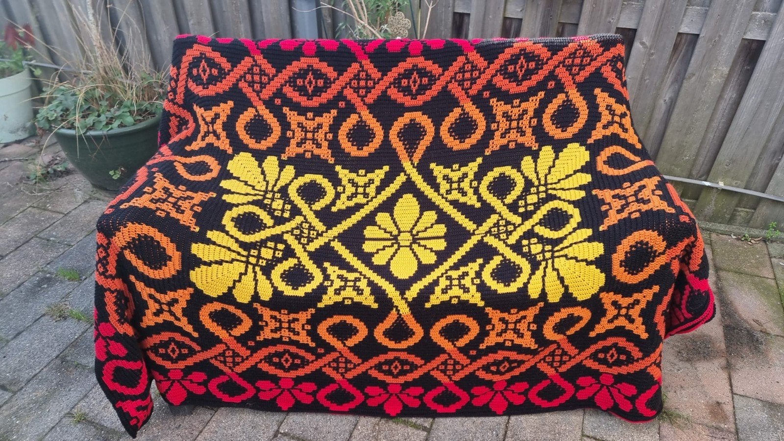 Gehaakte deken/plaid/ sprei Celtic Vibes., Hobby en Vrije tijd, Ophalen of Verzenden, Zo goed als nieuw, Haken, Overige typen