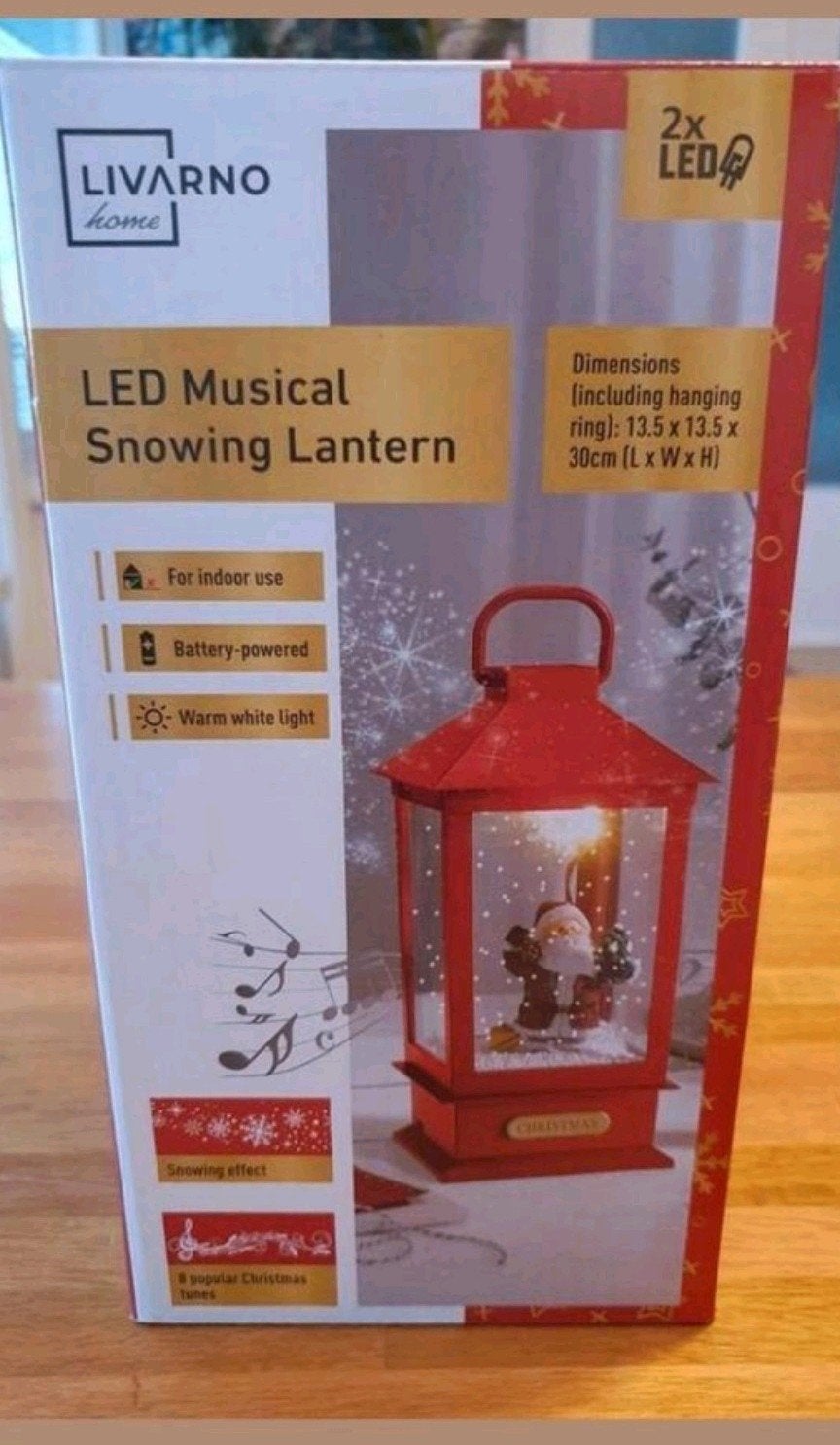 Kerst lantaarn met muziek en sneeuw, Diversen, Kerst, Ophalen of Verzenden, Zo goed als nieuw