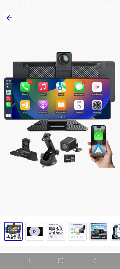 Draadloos Apple CarPlay/Android Auto Scherm met Camera, Ophalen, Draadloos, Zo goed als nieuw