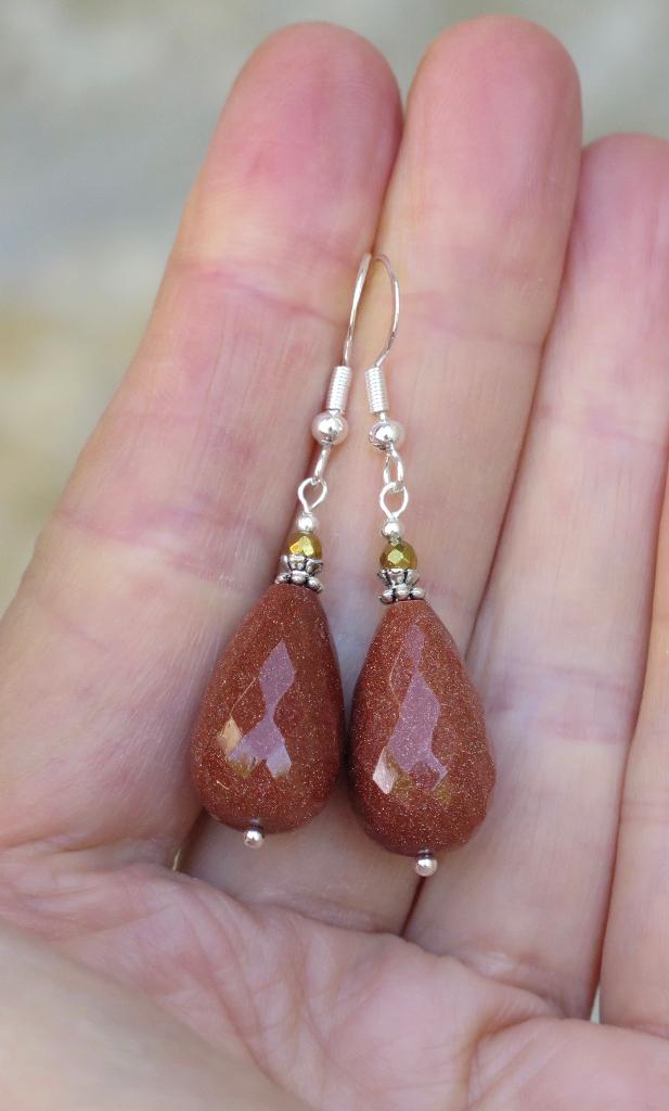 Prachtige oorbellen met gefacetteerde Goudsteen druppels, Hangers, Verzenden, Nieuw, Oranje