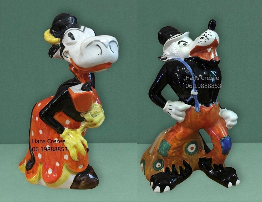 zoek oud Disney Mickey Mouse Boze Wolf Clarabella spaarpot, Ophalen of Verzenden