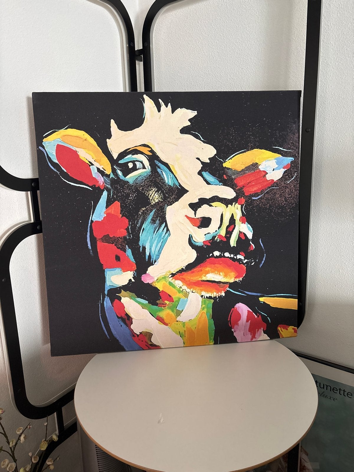 Koeien schilderij op canvas - 84x85 cm, Ophalen of Verzenden, Textiel, Op houten frame, Dieren