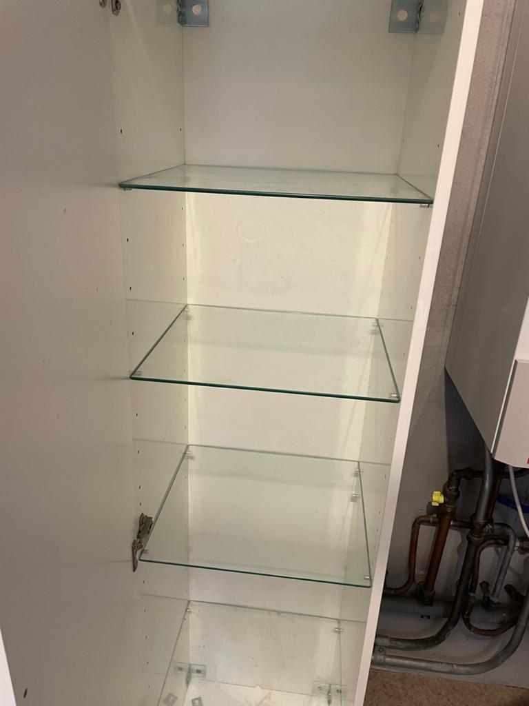 Hangkast wit met glazen planken - 160x40x35 cm, Ophalen of Verzenden, Zo goed als nieuw