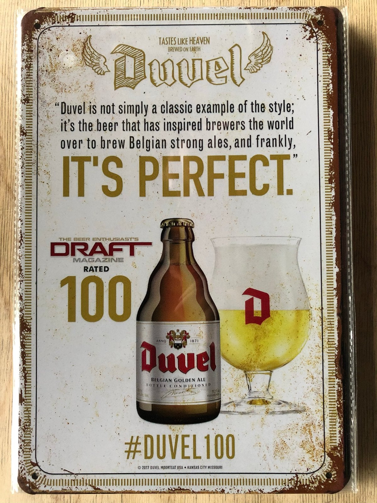 Duvel bier metalen wandborden mancave 30 x 20 cm, Ophalen of Verzenden, Zo goed als nieuw, Reclamebord, Plaat of Schild, Duvel