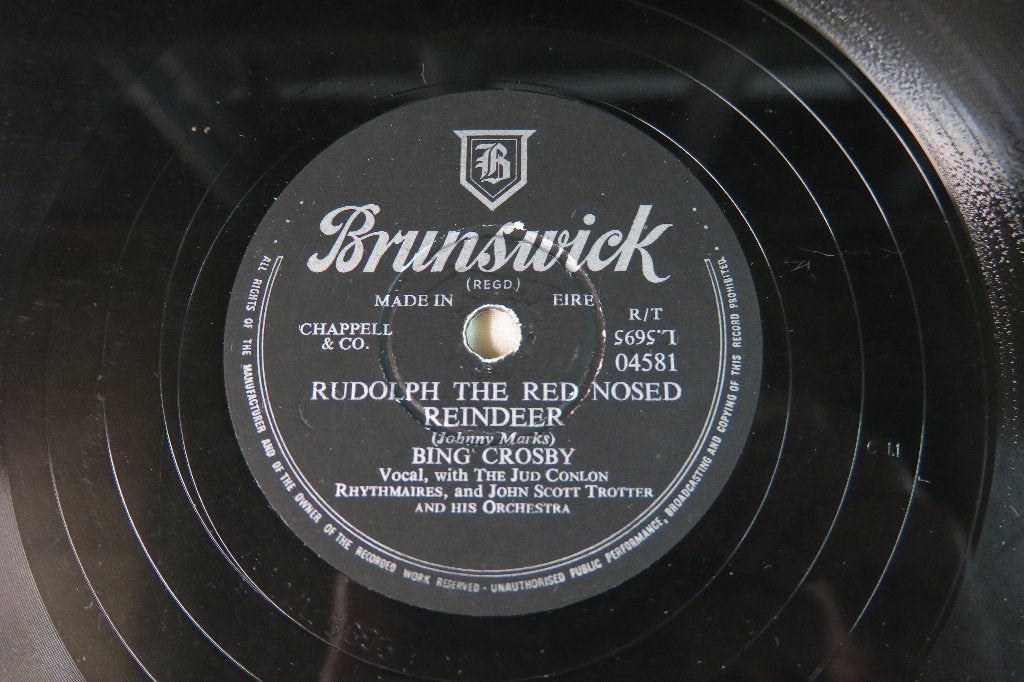 Biing Crosby Rudolph The Red Nosed Reindeer 78rpm 78 toeren, Gebruikt, 10 inch, Ophalen of Verzenden, Overige typen
