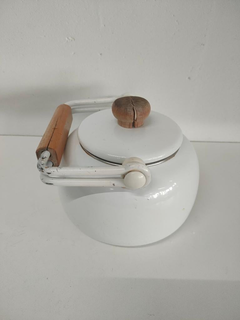 Theepot Deens Emaille wit (Outlet De Overkant), Antiek en Kunst, Ophalen of Verzenden