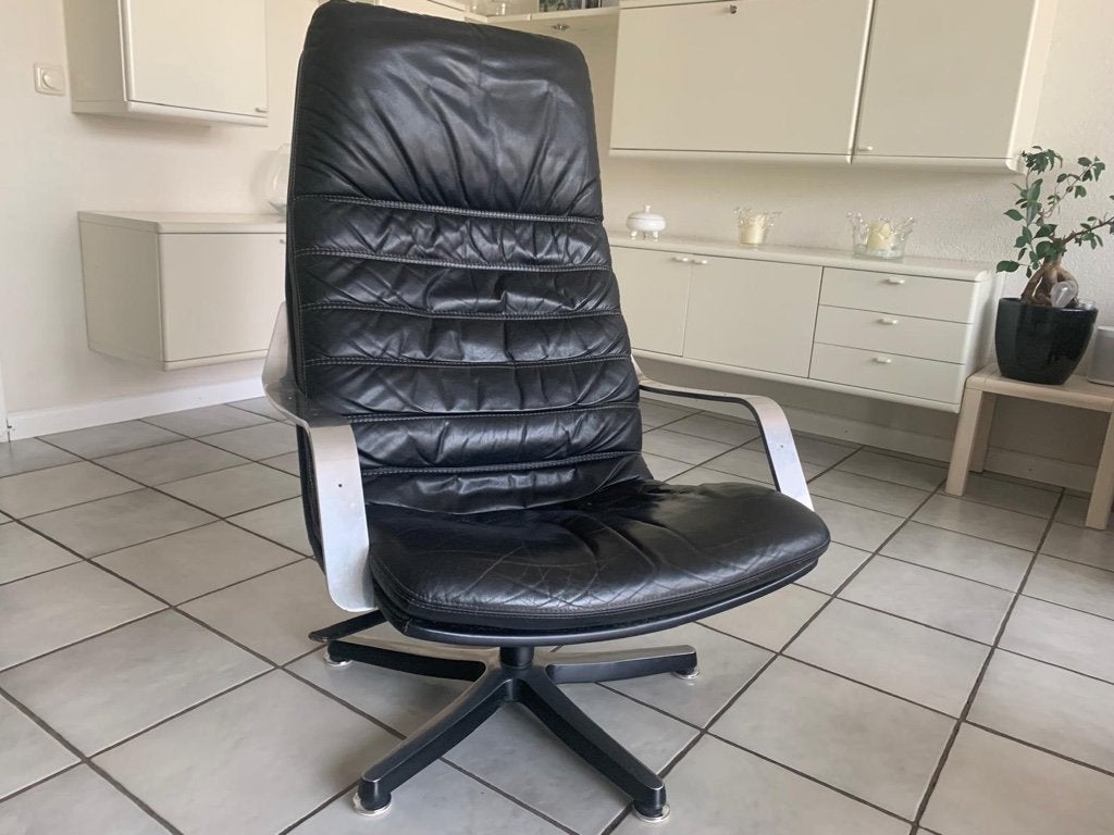 Leren relax fauteuil Deens design, Ophalen, Gebruikt, 50 tot 75 cm, Leer