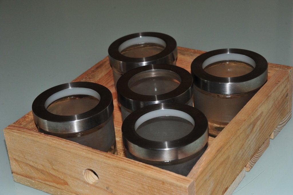 Fraaie rustieke THEEKIST voor 5 verse theesoorten!, Ophalen of Verzenden, Glas, Modern, Theepot