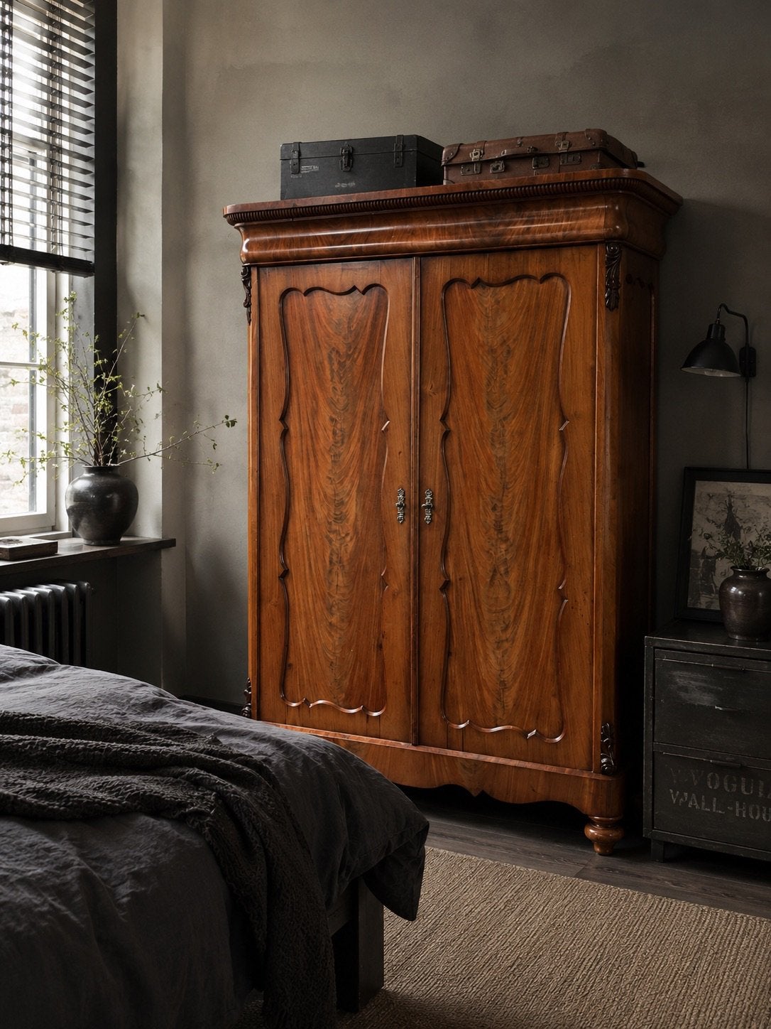 Demontabele mahonie Biedermeier kast, Ophalen