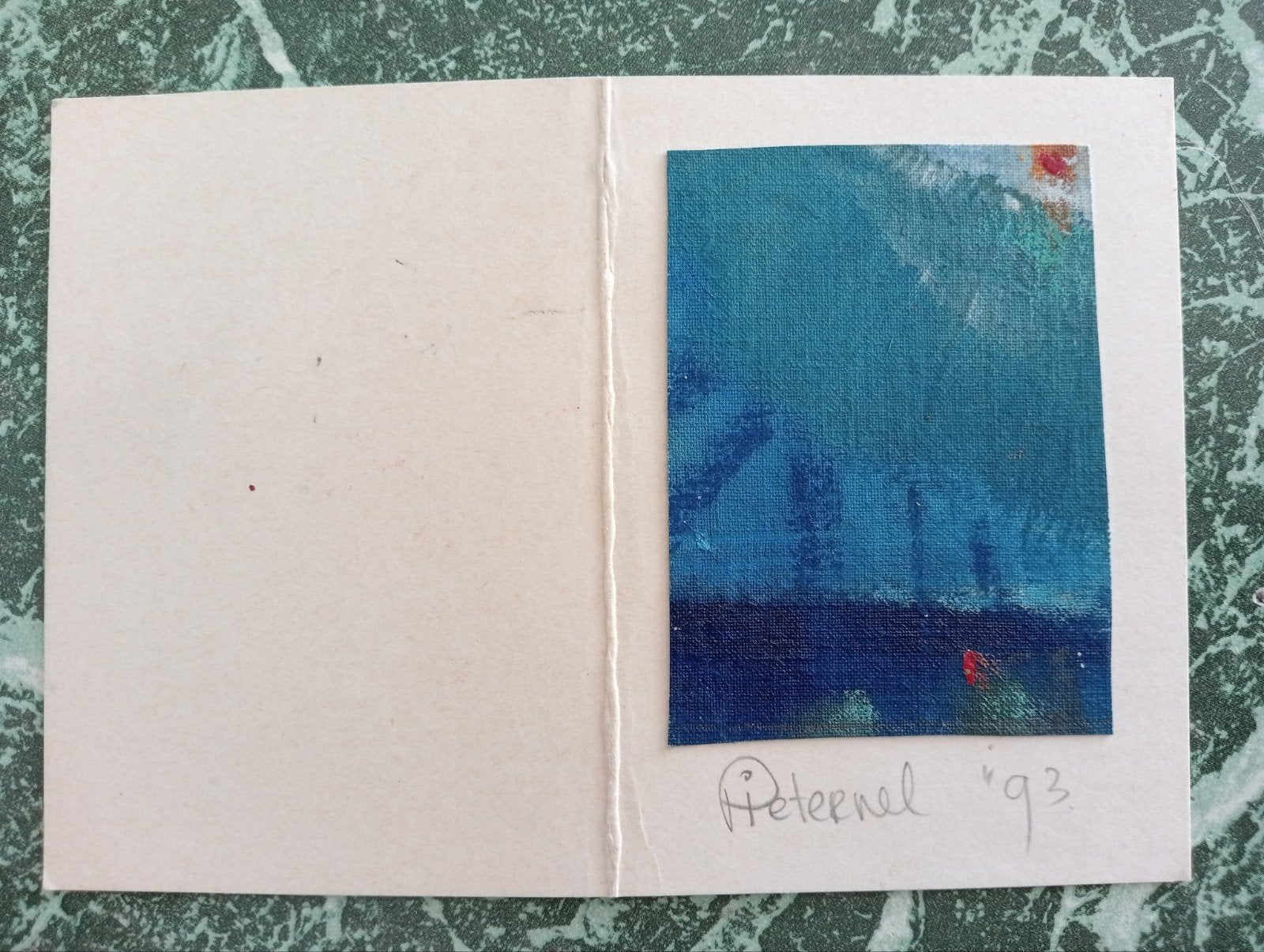 Pieternel '93 Nieuwjaarsgroet Gouache abstract, Ophalen of Verzenden
