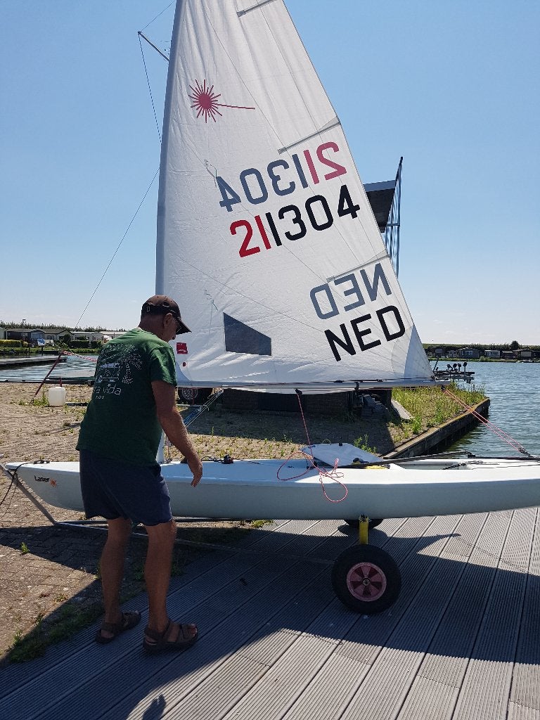 laser radial zeil, Ophalen of Verzenden, Gebruikt, Grootzeil, Minder dan 15 m²