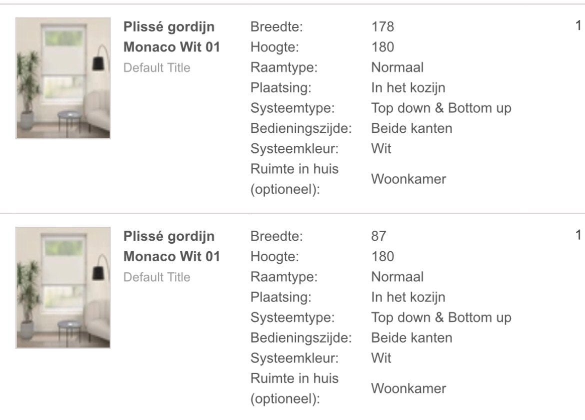 Plissé gordijn Monaco Wit 178x180cm en 87x180cm, Overige merken, Wit, Nieuw, Ophalen of Verzenden