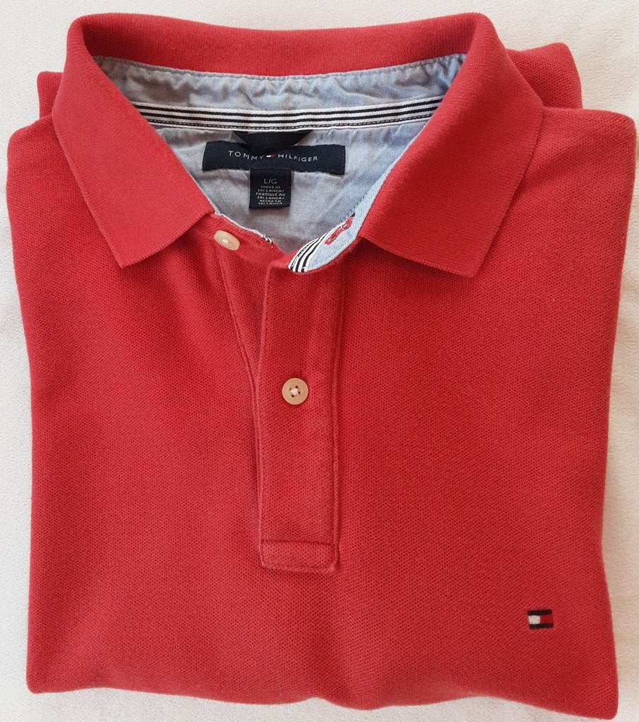 Tommy Hilfiger heren polo, Verzenden, Maat 52/54 (L), Rood
