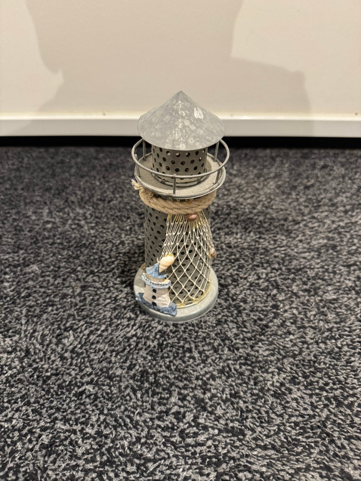 Decoratieve vuurtoren - 18 cm hoog, Gebruikt, Overige stijlen, Ophalen of Verzenden, Metaal