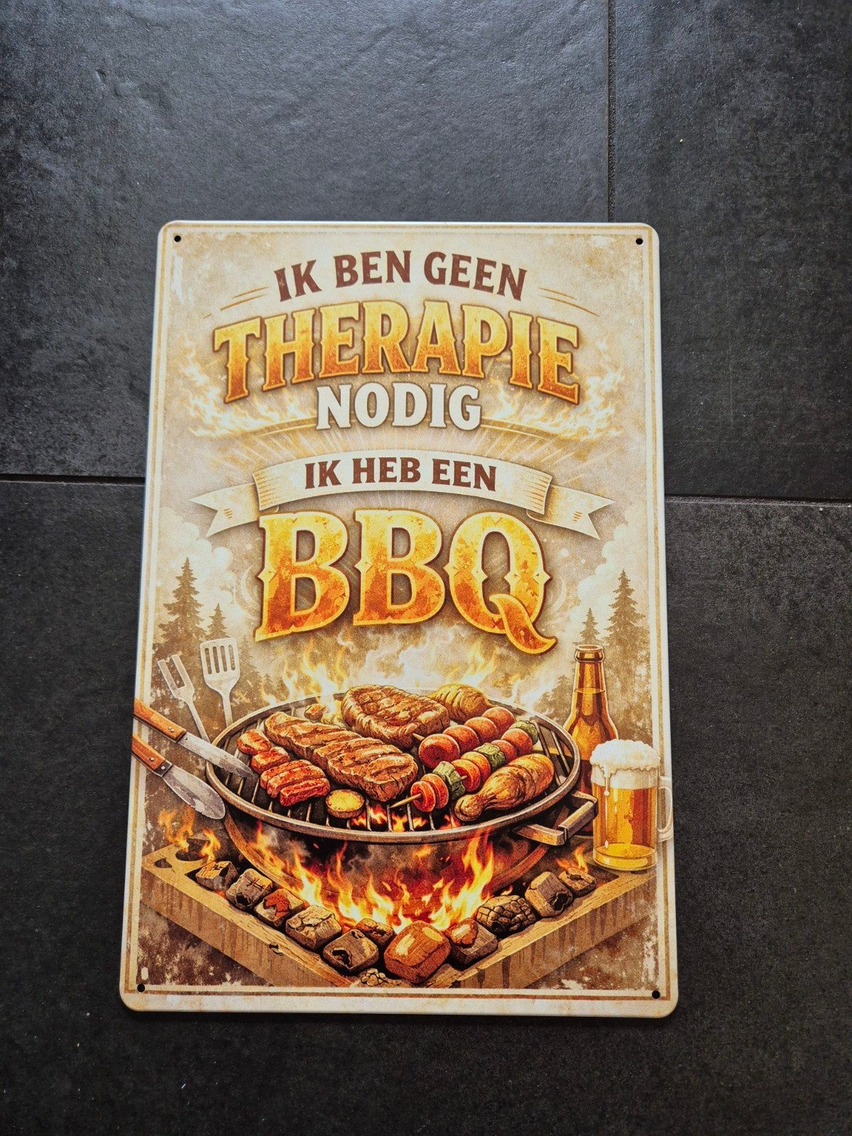 Ik ben geen therapie nodig bbq reclamebord, Ophalen of Verzenden, Nieuw, Reclamebord