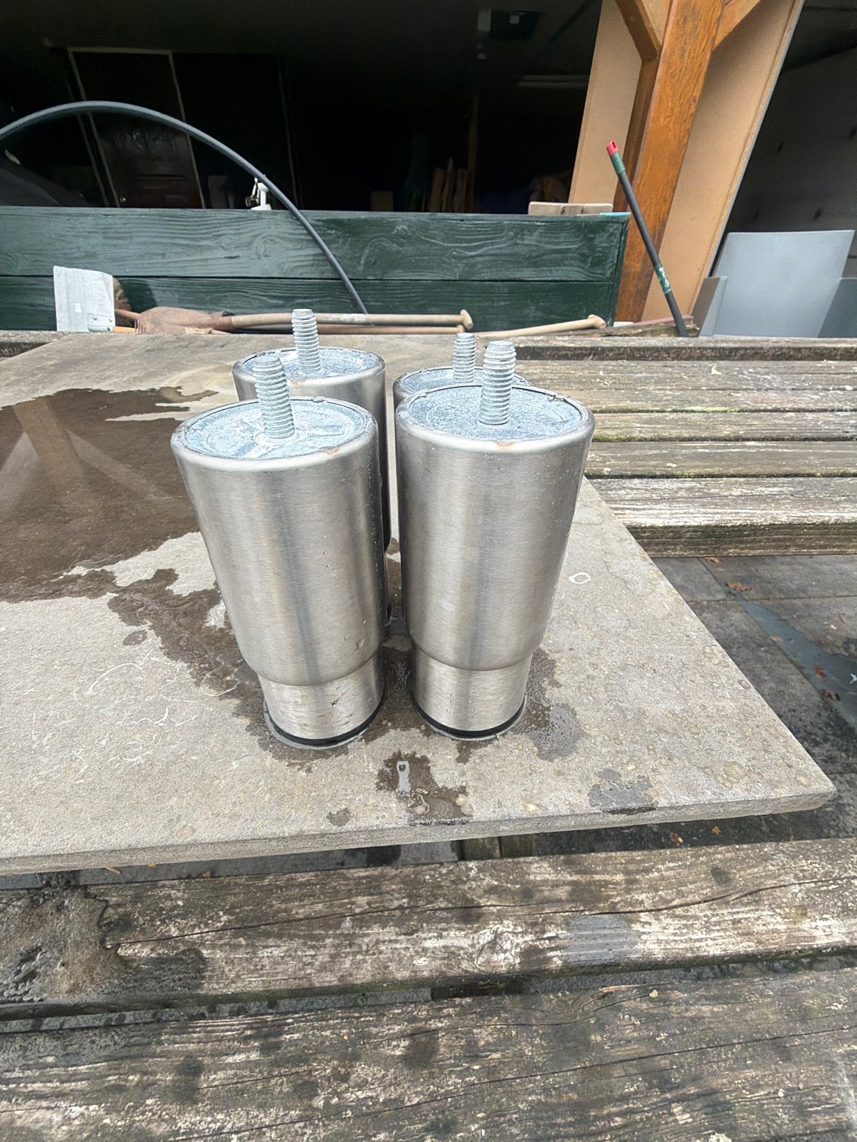 Set van 4 RVS verhogers voor fornuis verstelbaar, Tafelpoot, Gebruikt, Minder dan 50 cm, Metaal