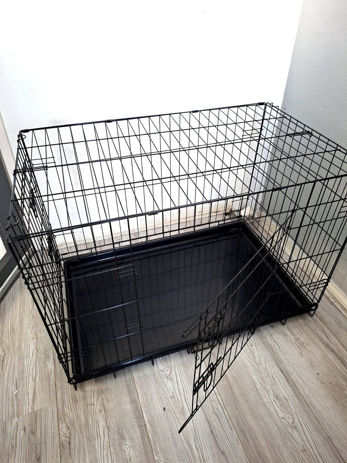 Hondenbench 2-Deurs Zwart 92x57x64 cm - Inklapbaar, Ophalen, Zo goed als nieuw, 75 tot 110 cm, Minder dan 65 cm