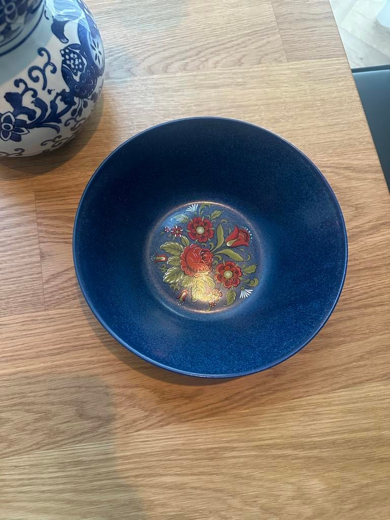 Retro Winterling Bavaria Kobaltblauwe Kom met Bloemen, Antiek en Kunst, Ophalen of Verzenden