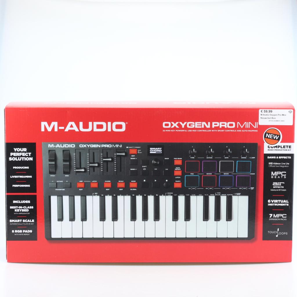 M-Audio Oxygen Pro Mini Nieuw Incl Bon, M-Audio, Nieuw, https://m-audio.com/support/contact, 200 Scenic View Drive, Suite 201, Cumberland, RI 02864, Verenigde Staten