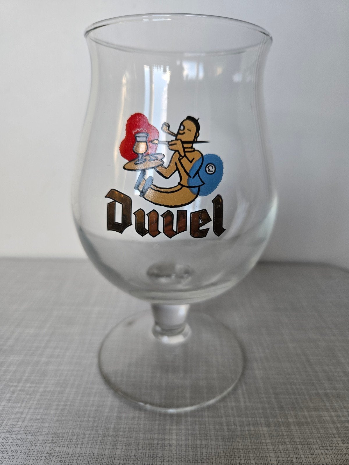 Duvel Glas "Schilder" – met bijzondere productiefout, Ophalen of Verzenden, Glas of Glazen, Duvel