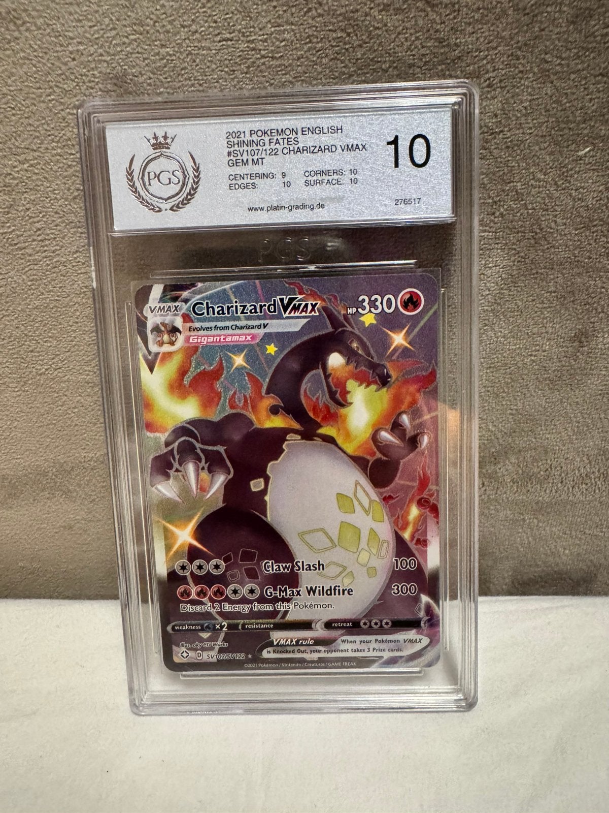 Charizard Vmax SV107 PGS 10, Ophalen of Verzenden, Zo goed als nieuw