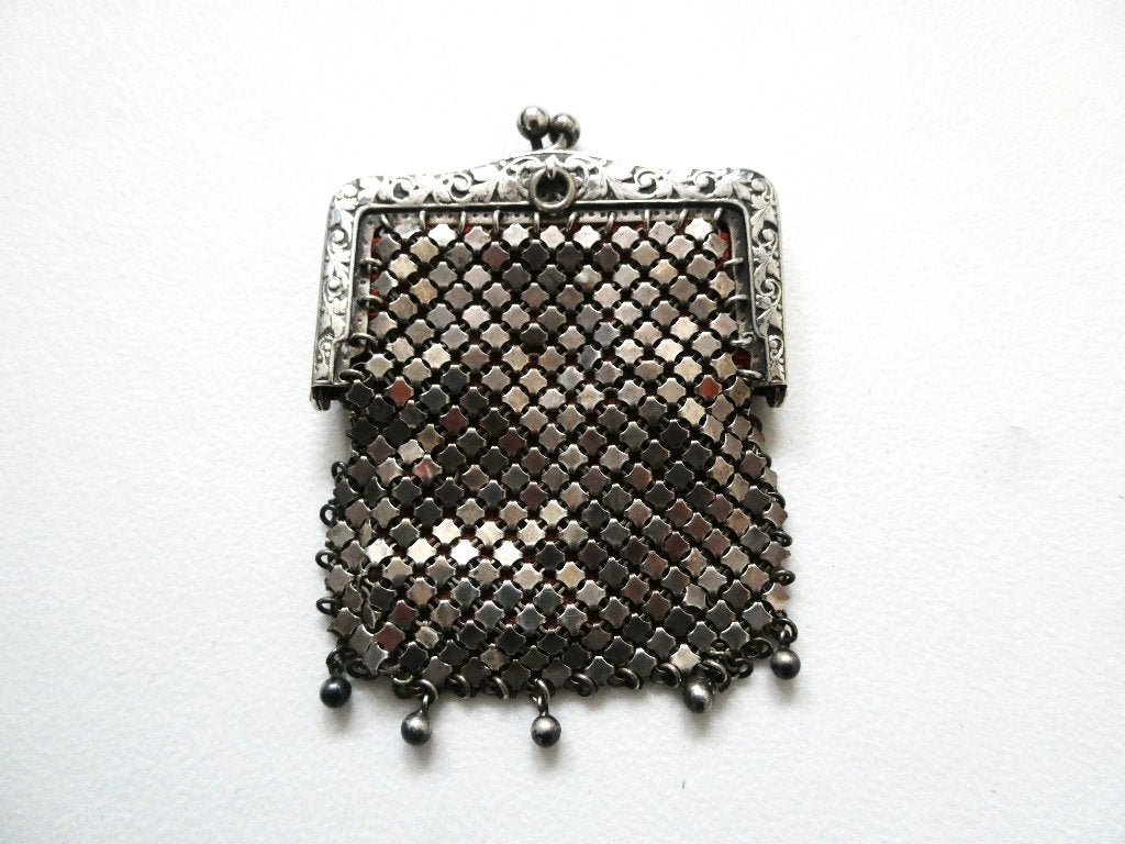 Zilver chatelaine beursje - portomoneetje kleingeld beursje, Antiek en Kunst, Ophalen of Verzenden, Zilver