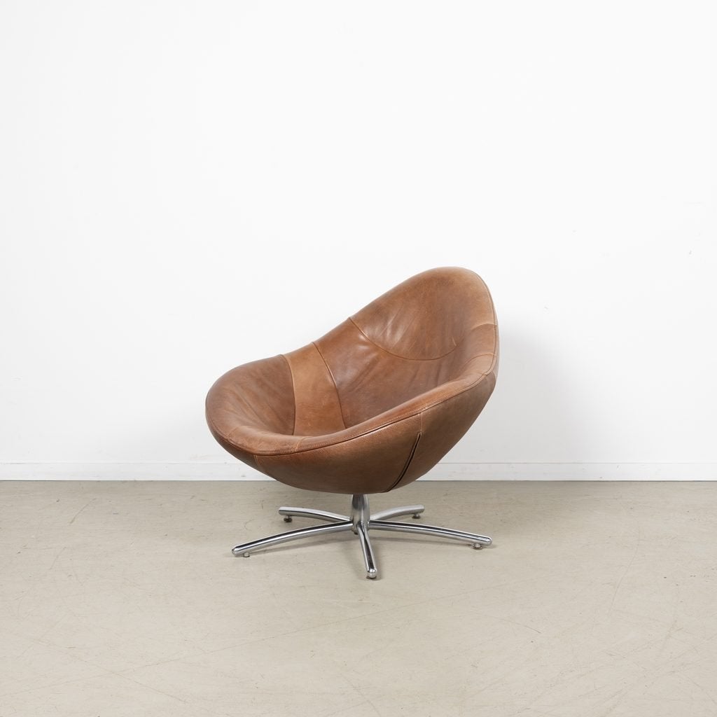 Label Hidde Fauteuil Donker Cognac Leer, Niet ingevuld, Zo goed als nieuw, Niet ingevuld, Niet ingevuld