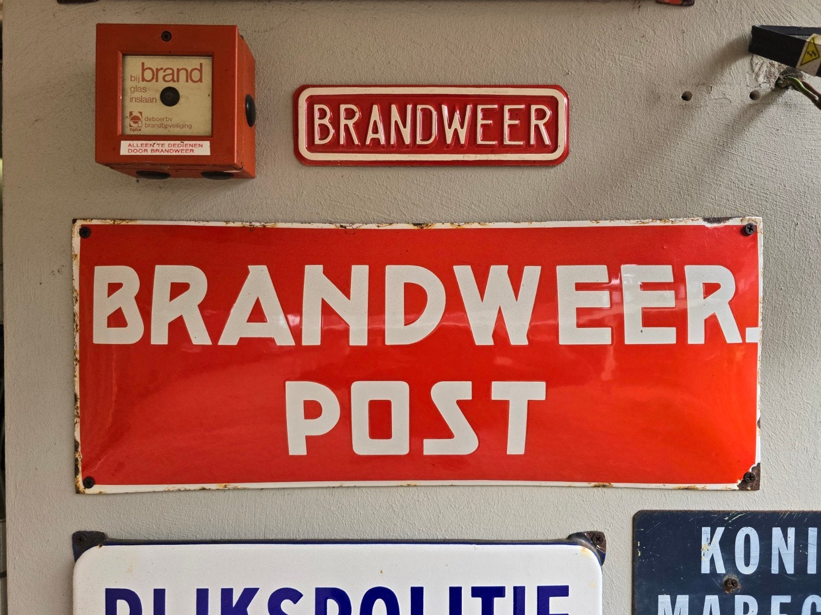 antiek gebold emaille brandweerbord, Ophalen of Verzenden