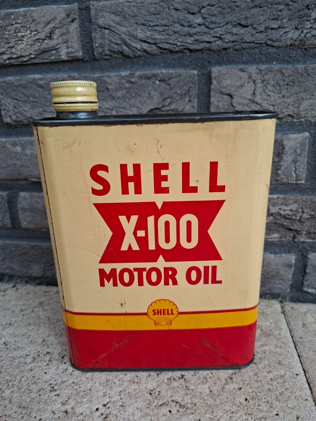 SHELL X-100 olie blik, Verzamelen, Blikken, Ophalen of Verzenden, Gebruikt, Overige