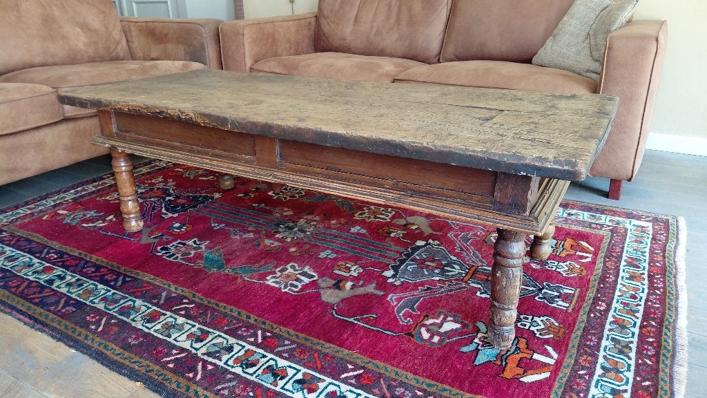 Antiek Kloostertafel, Gebruikt, Eikenhout, 50 tot 100 cm, 150 tot 200 cm