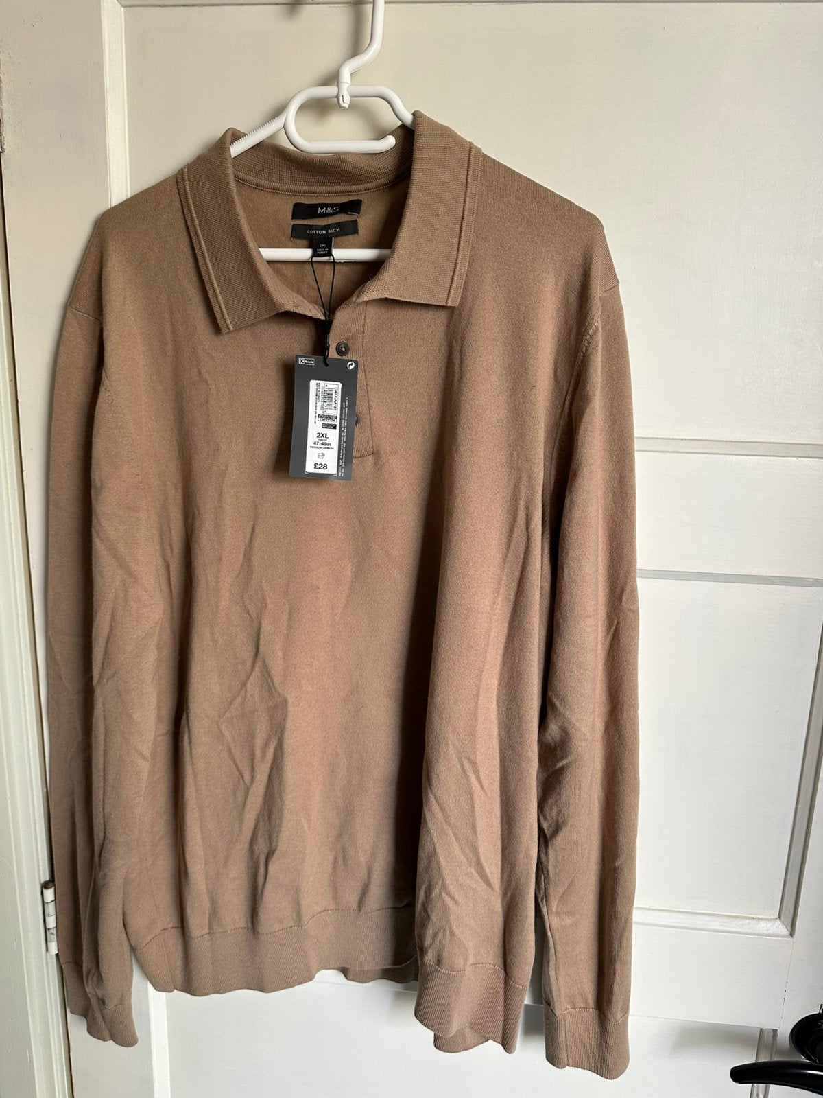 Polo merk Marks and Spencer maat 2 XL, Kleding | Heren, Grote Maten, Ophalen of Verzenden, Nieuw, Beige, Shirt