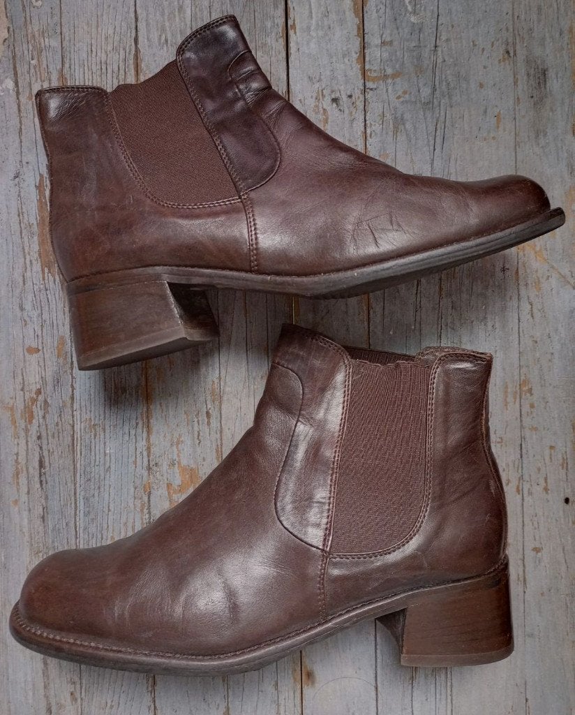 Manfield enkellaarsjes, chelsea boots bruin leer 38,5 38 39, Bruin, Lage of Enkellaarzen, Ophalen of Verzenden, Manfield