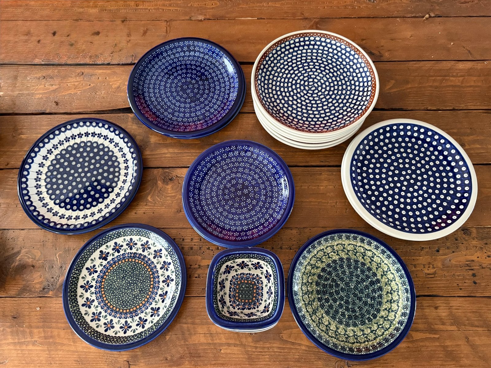 Bunzlau Pools servies: borden en schaaltjes (ook Unikat), Gebruikt, Overige merken, Landelijk/Boerenbont, Ophalen of Verzenden
