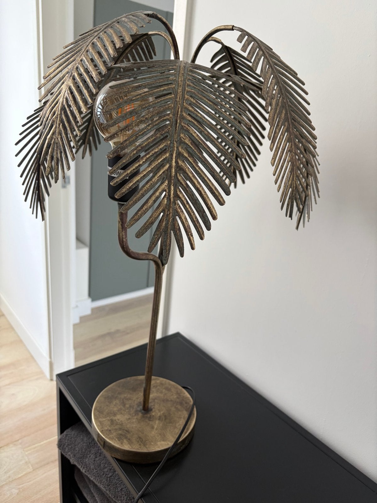 PTMD Collection Tafellamp Palmblad Goudkleurig, Ophalen, Overige merken, Goud, E27 (groot)