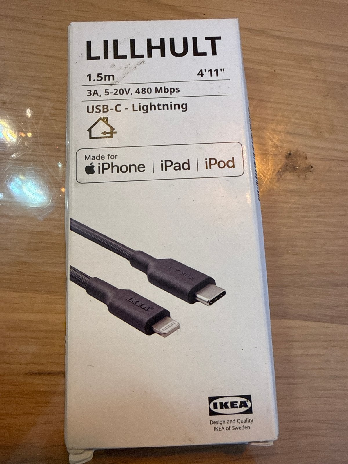 IKEA LILLHULT USB-C naar Lightning kabel 1.5m, Ophalen, Nieuw, Snoer of kabel, Apple