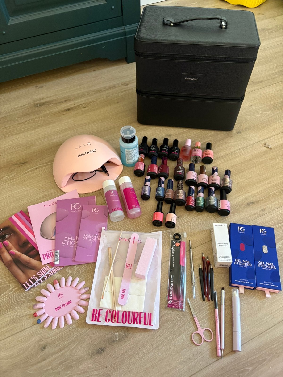 Zeer grote starterset pink gellac, koffer en extras, Ophalen of Verzenden, Zo goed als nieuw, Overige kleuren, Handen en Nagels