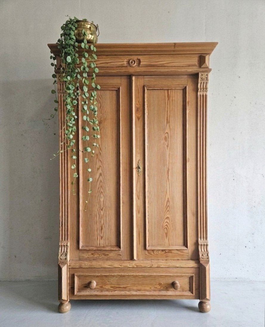 Antieke brocante grenen meidenkast vintage linnenkast kast, Ophalen of Verzenden