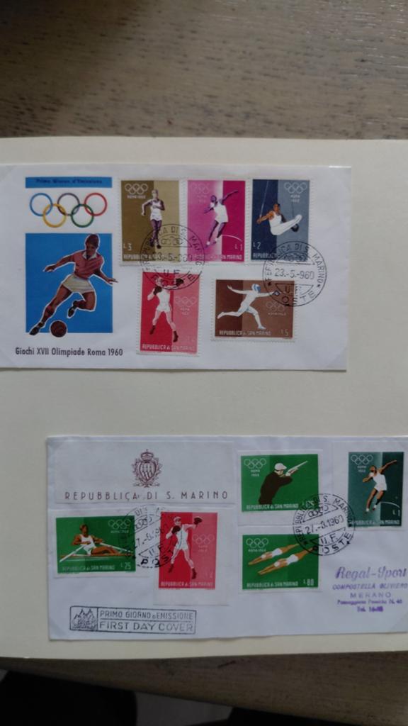 Olympische Spelen 1960 Eerste Dag Covers San Marino, Postzegels en Munten, Postzegels | Eerstedagenveloppen, Ophalen of Verzenden