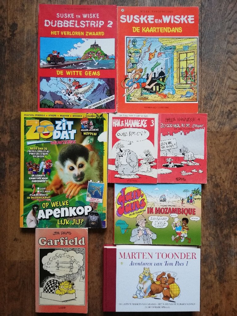 Suske en Wiske; Garfield; Tom Poes; Han & Hanneke; Jan, Jans, Ophalen of Verzenden, Meerdere stripboeken, Willy Vandersteen; Jan Kruis; Marten Toonder; Jim Davis