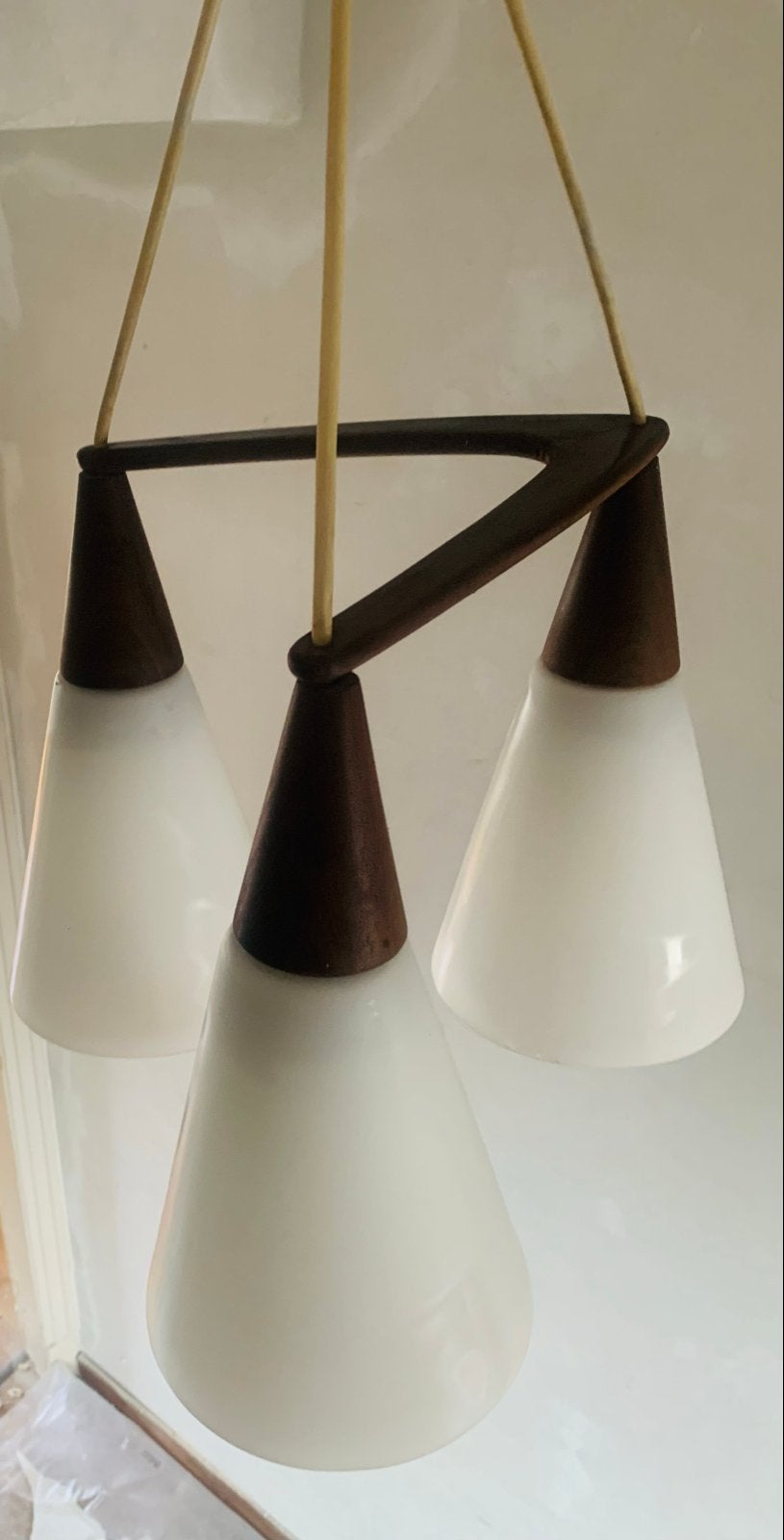Vintage hanglamp - Boomerang - Louis Kalff, Ophalen, Gebruikt, Glas, Vintage