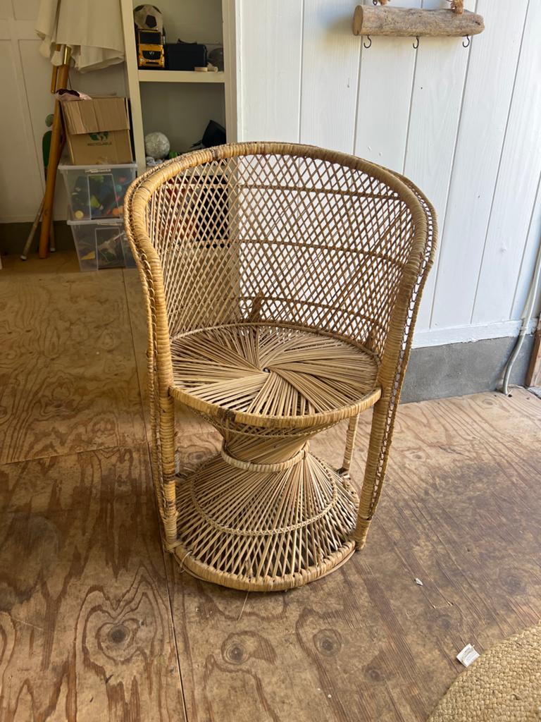 Vintage rotan pauwenstoel - Bohemian stijl, Ophalen