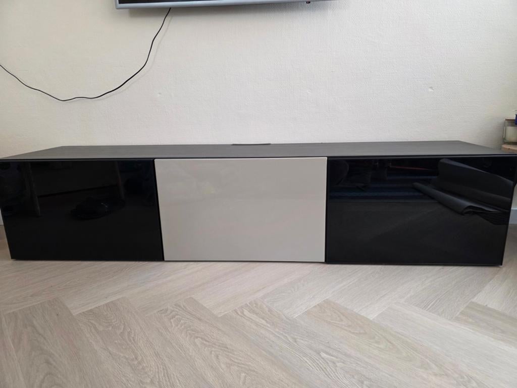 Ikea Besta tv-meubel zwartbruin, Ophalen, Minder dan 100 cm, 25 tot 50 cm, Glas