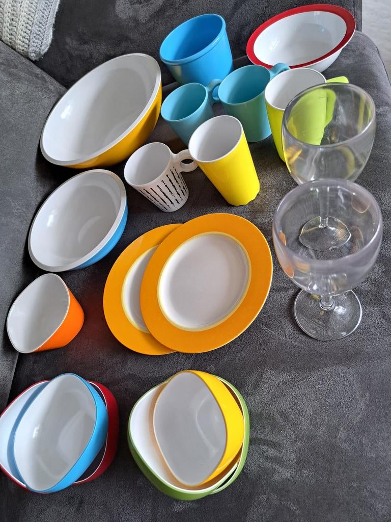 20 delen Mepal Rösti campingservies,  bonte kleuren., Ophalen of Verzenden, Gebruikt