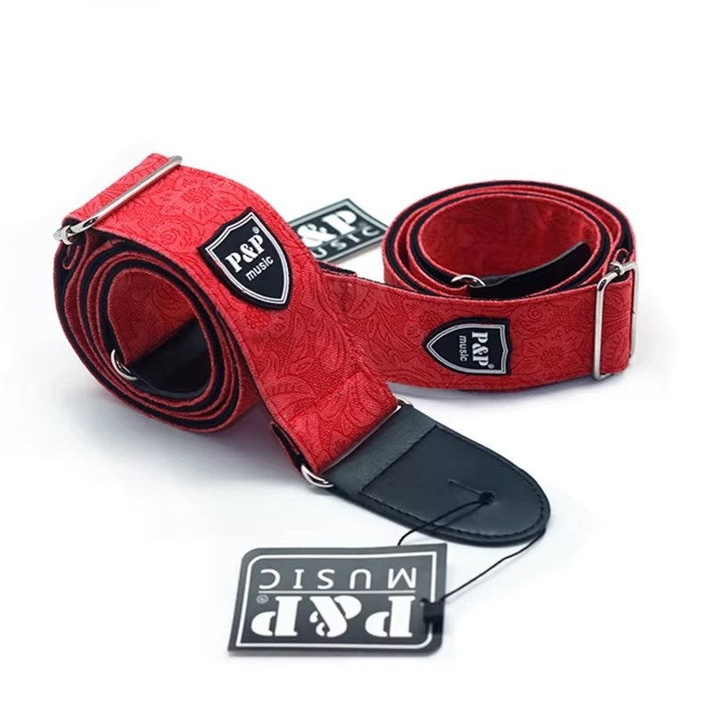 P&P retro faded (bass) gitaar 100% katoenen riem rood, Moku Custom Guitars, Nieuw, 4613CB, Ophalen of Verzenden