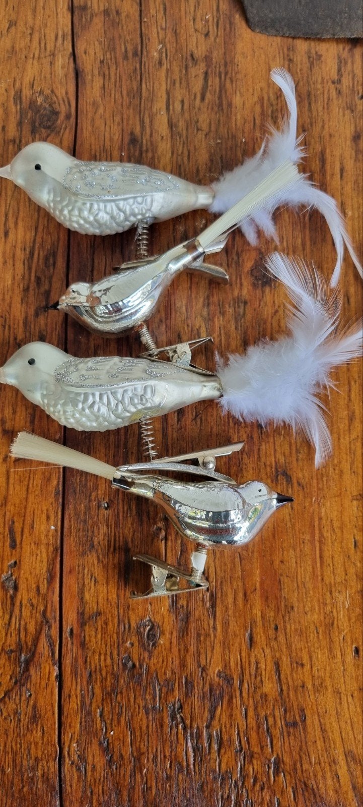 vier glazen kerst vogeltjes, Ophalen of Verzenden, Gebruikt