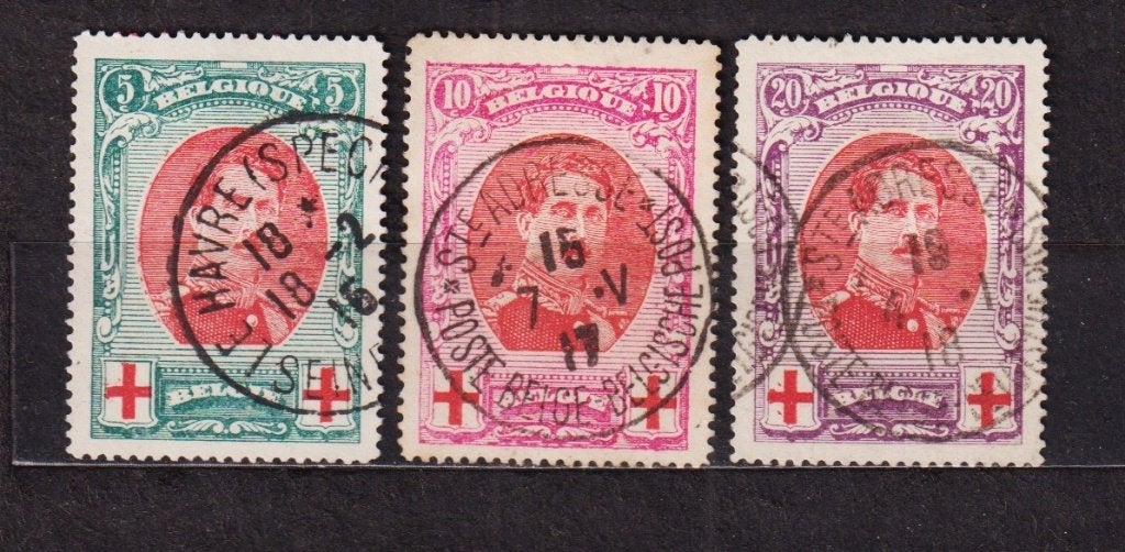 België 1915 Albert 1 Ten bate van het Rode Kruis gestempeld, Postzegels en Munten, Ophalen, Gestempeld, Rode kruis, Gestempeld