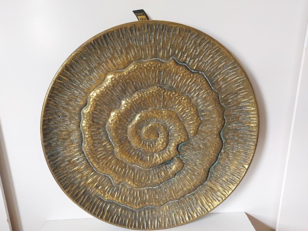 PTMD collection goudkleurige metalen schaal 51 cm Pot enMand, Overige materialen, Schaal, Rond, Ophalen of Verzenden