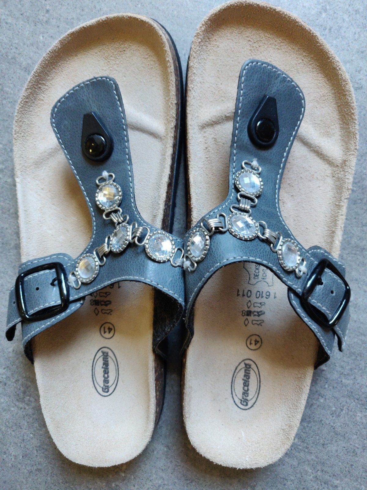 Teenslippers (nieuw) maat 41 grijs met leren voetbed, Ophalen, Nieuw, Grijs